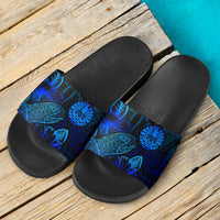 Tahiti Sandals - Turtle Hibiscus Pattern Blue - Polynesian Pride