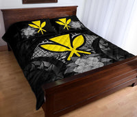 Kanaka Maoli (Hawaii) Polynesian Quilt Bed Set Hibiscus Gray - Polynesian Pride