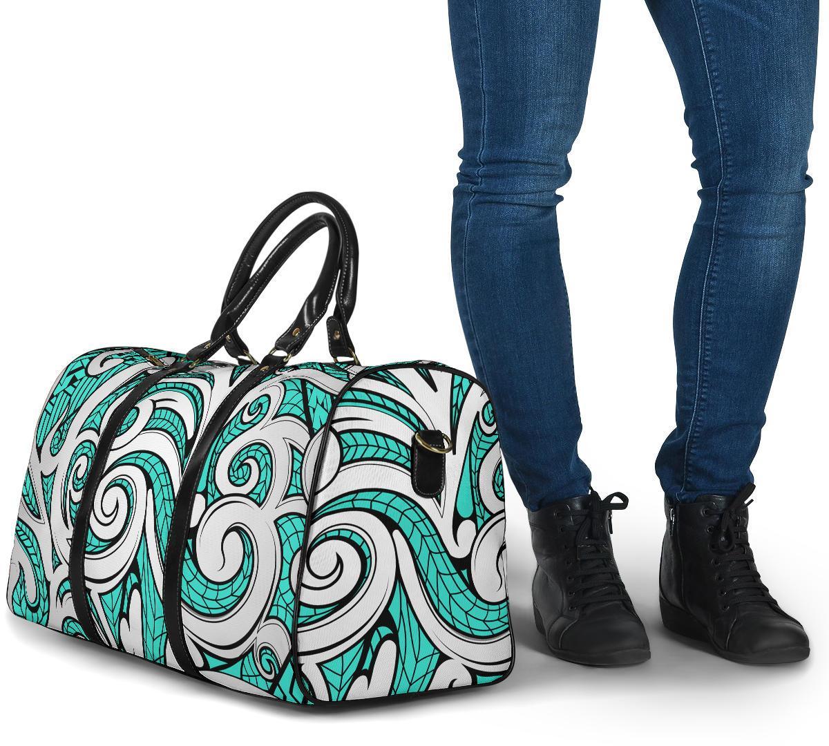 Polynesian Maori Ethnic Ornament Turquoise Hawaii Travel Bag - Polynesian Pride