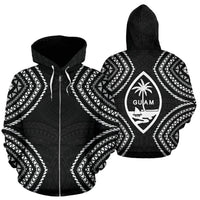 Guam Zip up Hoodie Micronesia Black Warrior Style Unisex Black - Polynesian Pride