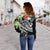 Wallis and Futuna Polynesian Women's Off Shoulder Sweater - Summer Plumeria (Black) - Polynesian Pride