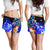 Vanuatu Women's Short - Humpback Whale with Tropical Flowers (Blue) - Polynesian Pride