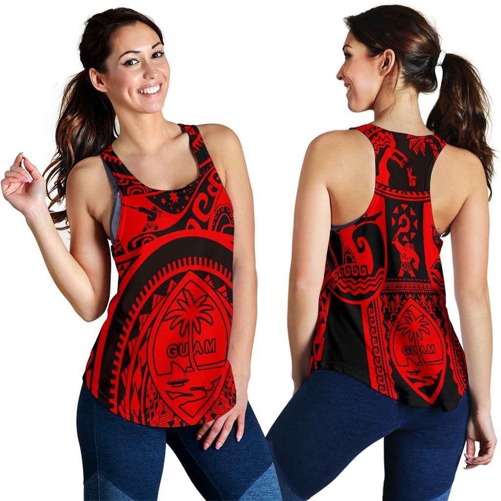 Polynesian Racerback Tanks - Guam Flag, Seal with Maui Moana Tattoo - Polynesian Pride