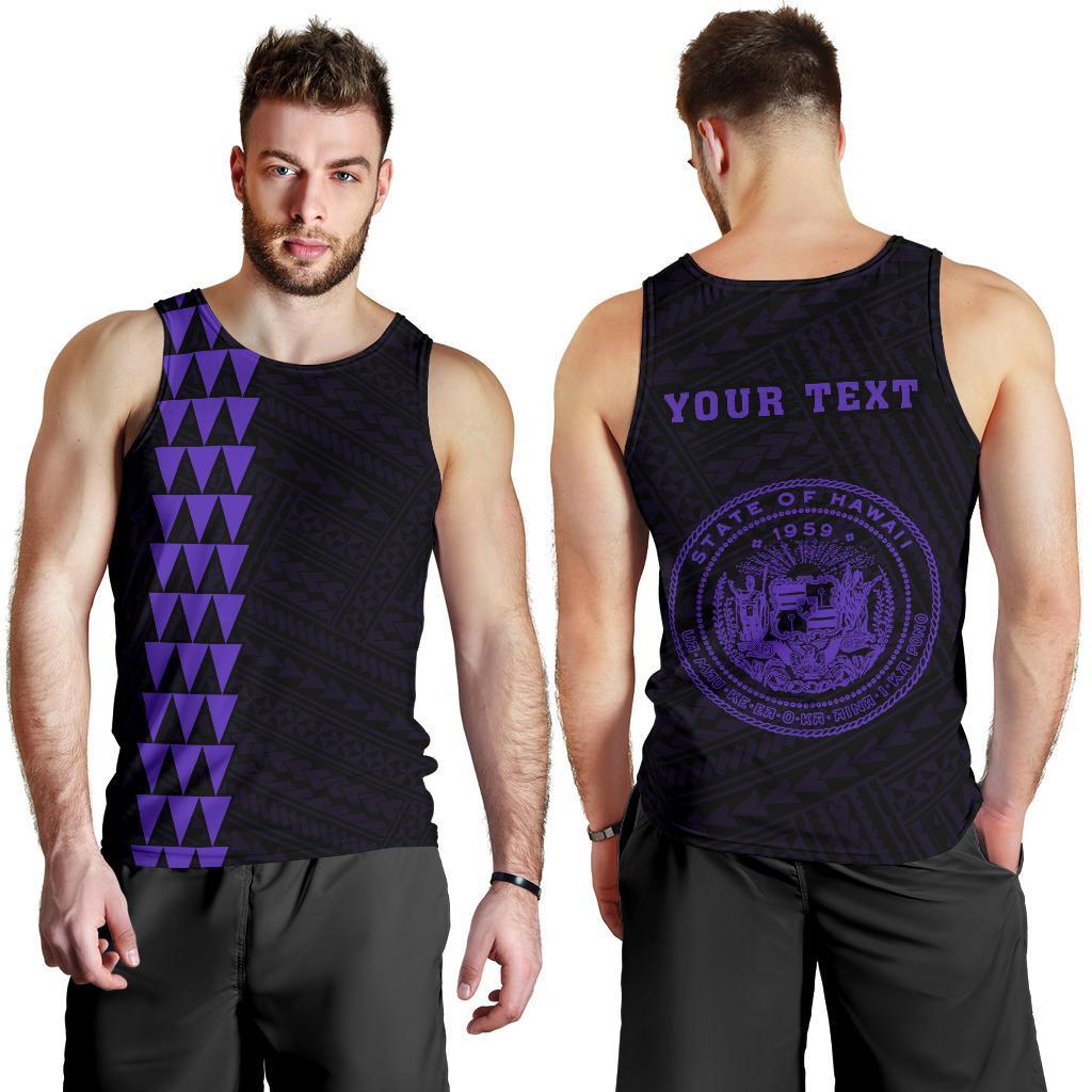 Hawaii Kakau Polynesian Coat Of Arms Personalized Men's Tank Top - Purple Purple - Polynesian Pride