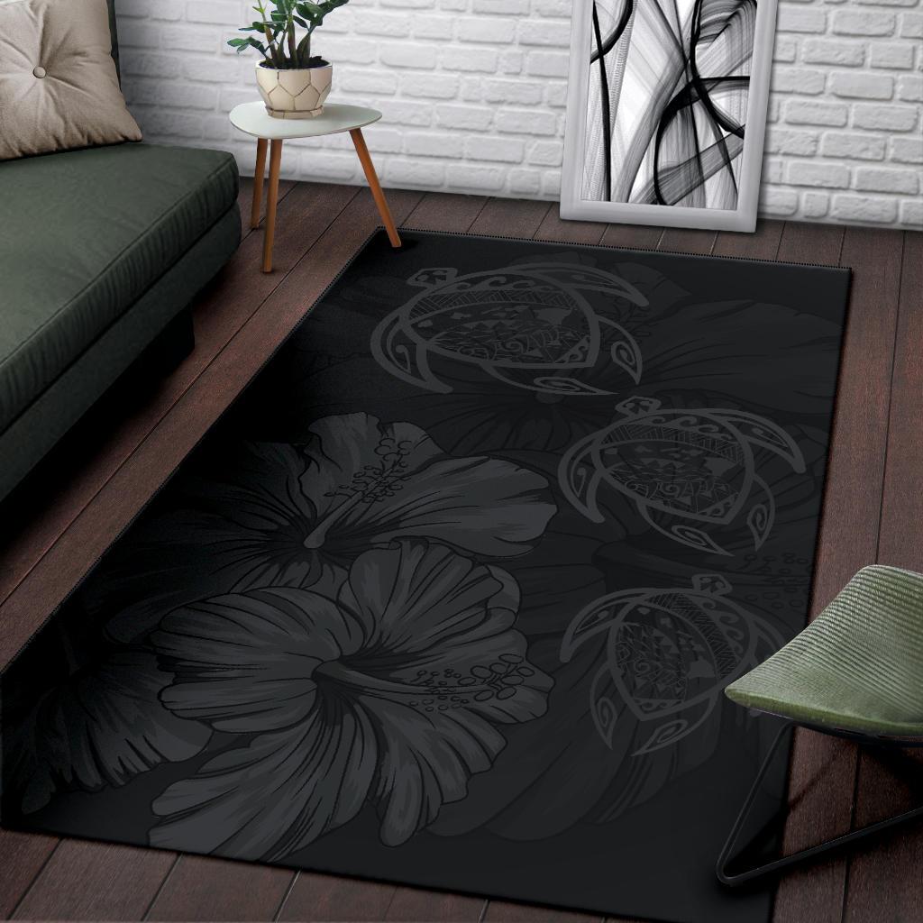 Hawaiian Map Hibiscus Flowers Vintage Polynesian Rug AH - Polynesian Pride