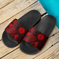 Tahiti Sandals - Turtle Hibiscus Pattern Red - Polynesian Pride