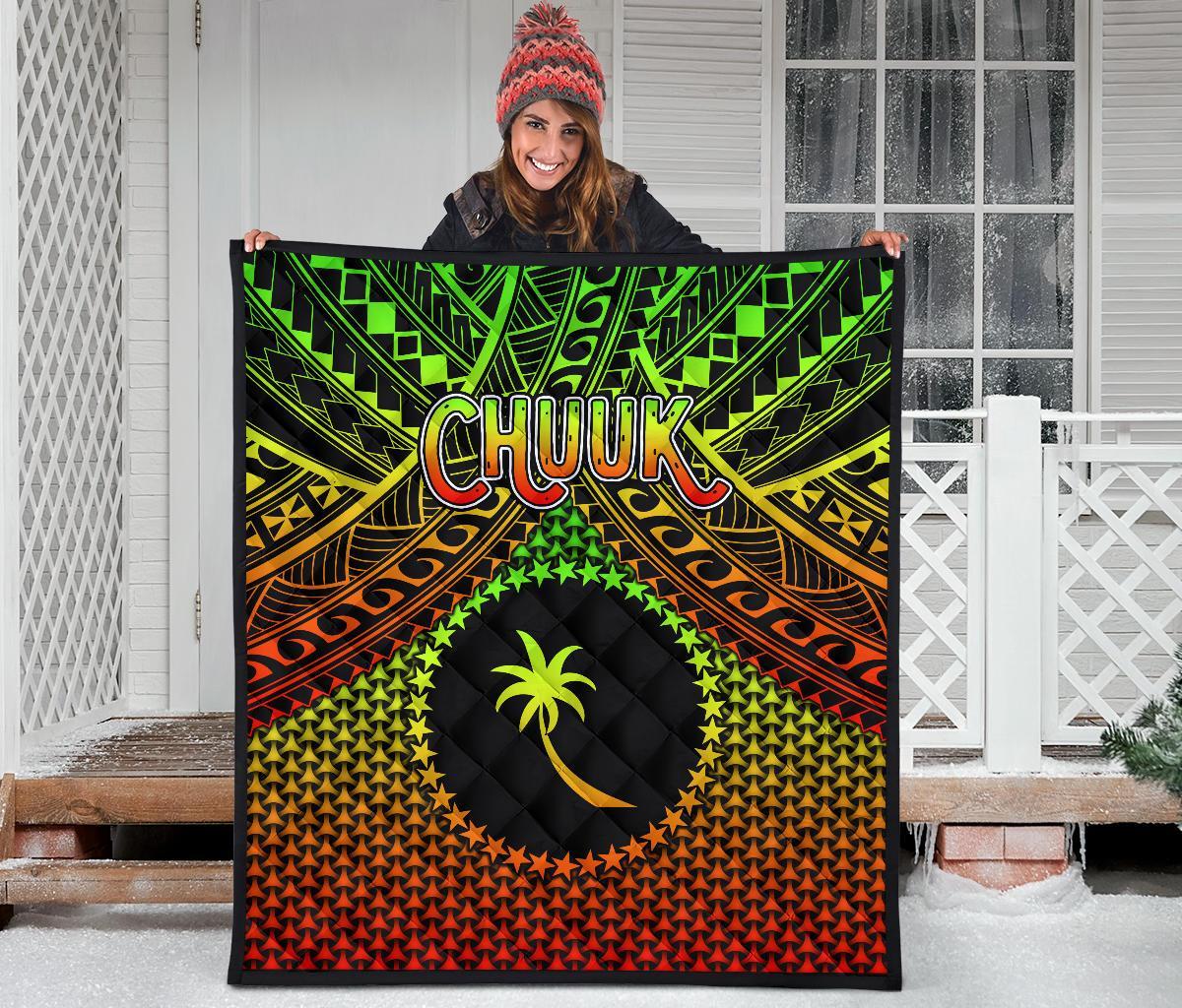 Polynesian Chuuk Premium Quilt - Reggae Vintage Polynesian Patterns - Polynesian Pride