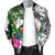 Pohnpei Custom Personalised Men's Bomber Jacket White - Turtle Plumeria Banana Leaf - Polynesian Pride