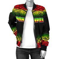 Pohnpei Women's Bomber Jacket - Fog Reggae Style - Polynesian Pride