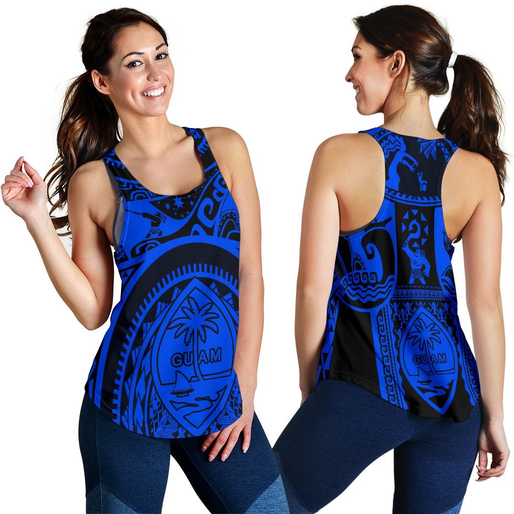 Polynesian Racerback Tanks - Guam Flag, Seal with Maui Moana Tattoo - Polynesian Pride
