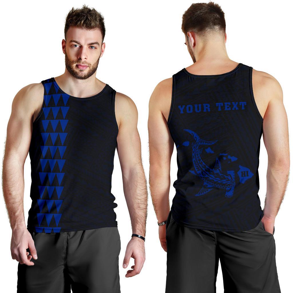 Hawaii Kakau Polynesian Hammerhead Shark Personalized Men's Tank Top - Blue Blue - Polynesian Pride