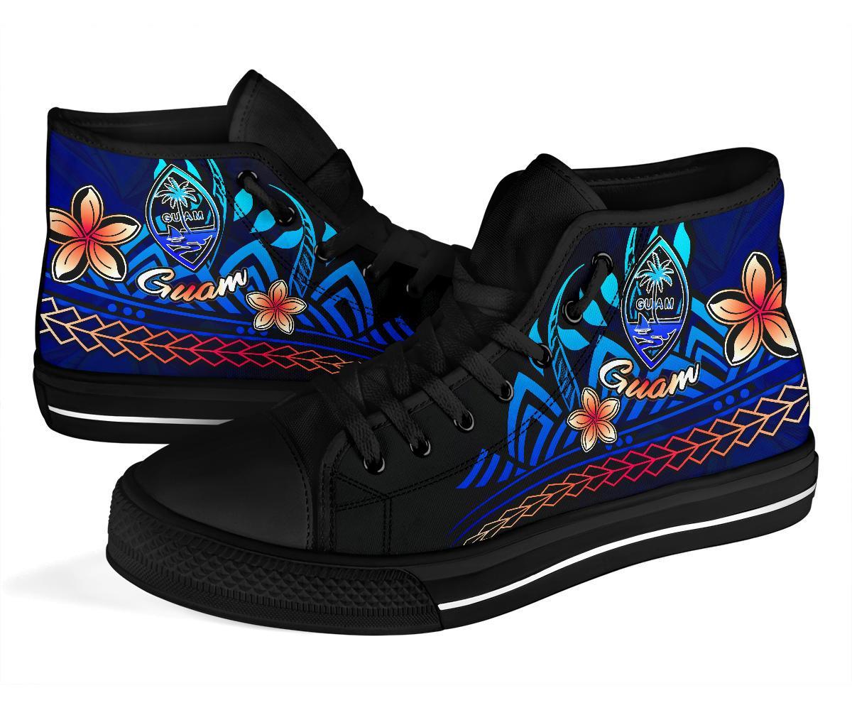Guam High Top Shoes Blue - Vintage Tribal Mountain - Polynesian Pride