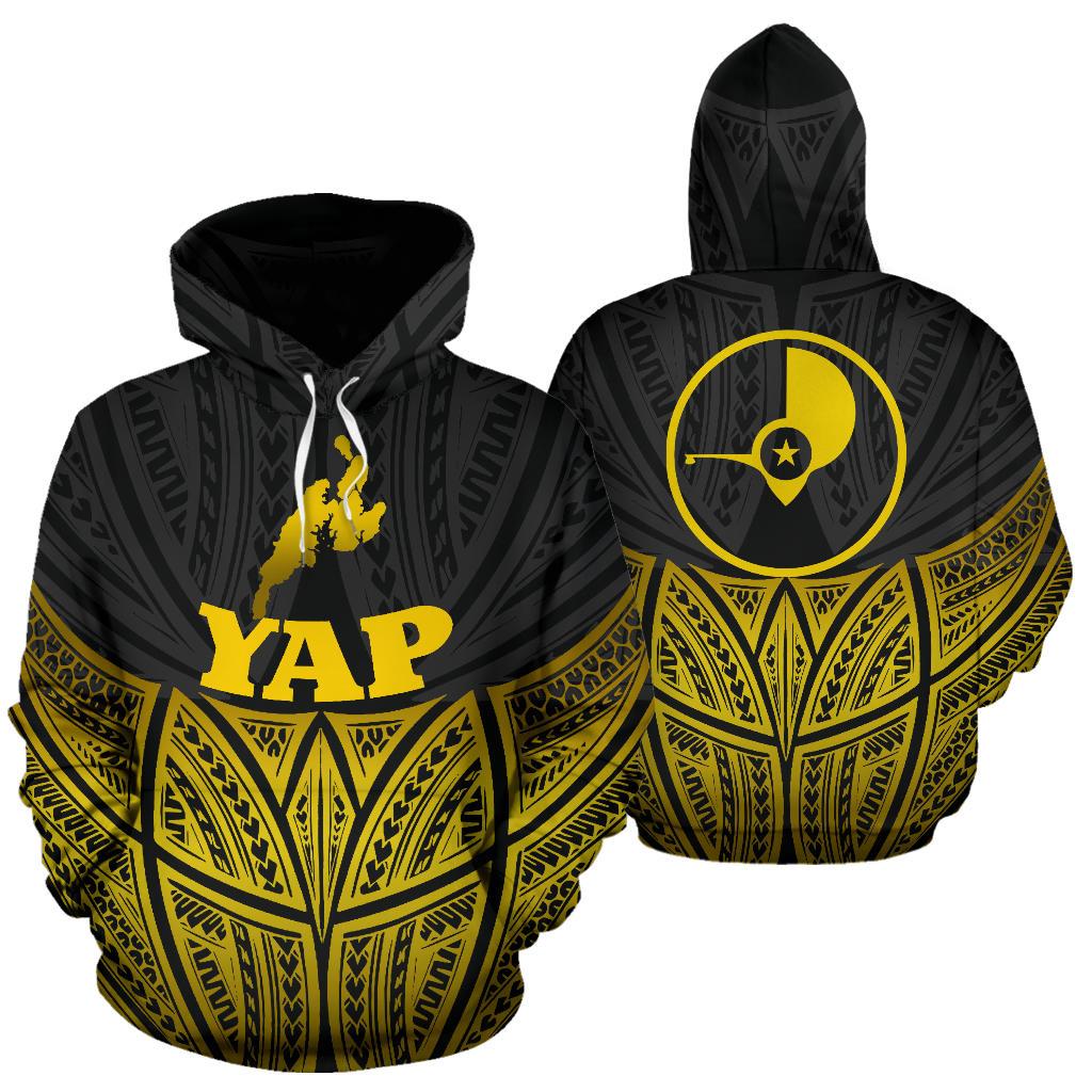 Yap Polynesian Hoodie Gold Pride Map nd Seal Unisex Gold - Polynesian Pride