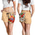 Tahiti Polynesian Women Shorts - Hibiscus Coat of Arm Beige - Polynesian Pride