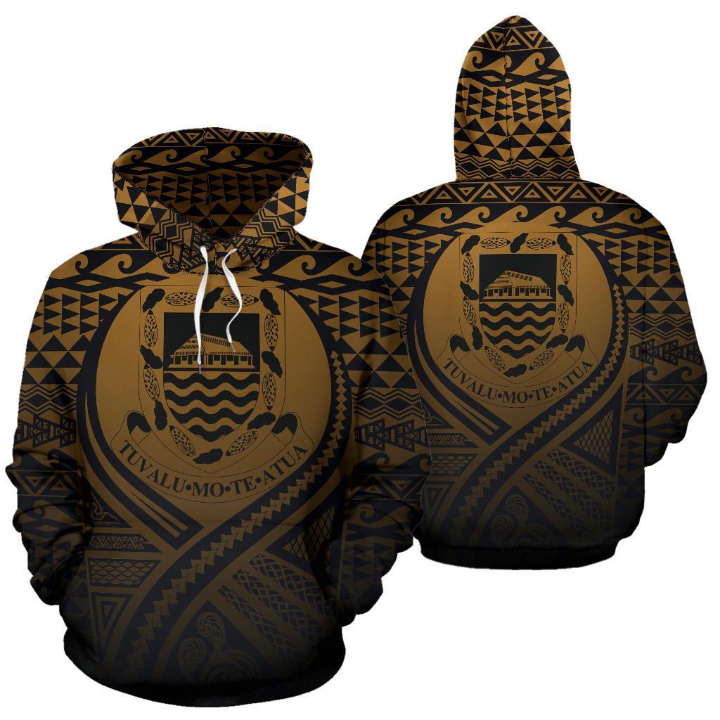 Tuvalu All Over Hoodie Lift up Gold Unisex Gold - Polynesian Pride