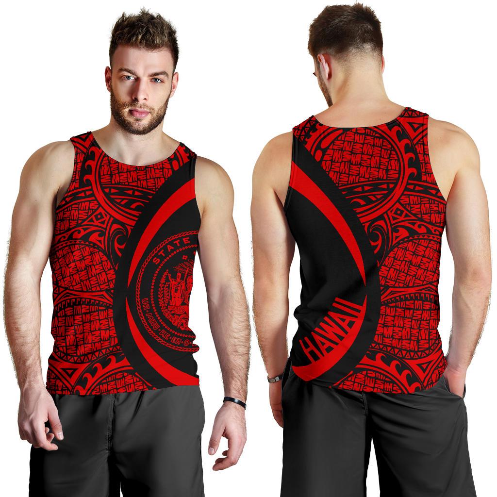 Hawaii Red Polynesian Men's Tank Top - Circle Style White - Polynesian Pride