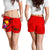 Papua New Guinea Polynesian Women's Shorts - Floral With Seal Red Red - Polynesian Pride