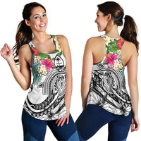 Guam Polynesian Women's Racerback Tank - Summer Plumeria (White) - Polynesian Pride