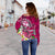 Tonga Women's Off Shoulder Sweater - Turtle Plumeria (Pink) - Polynesian Pride