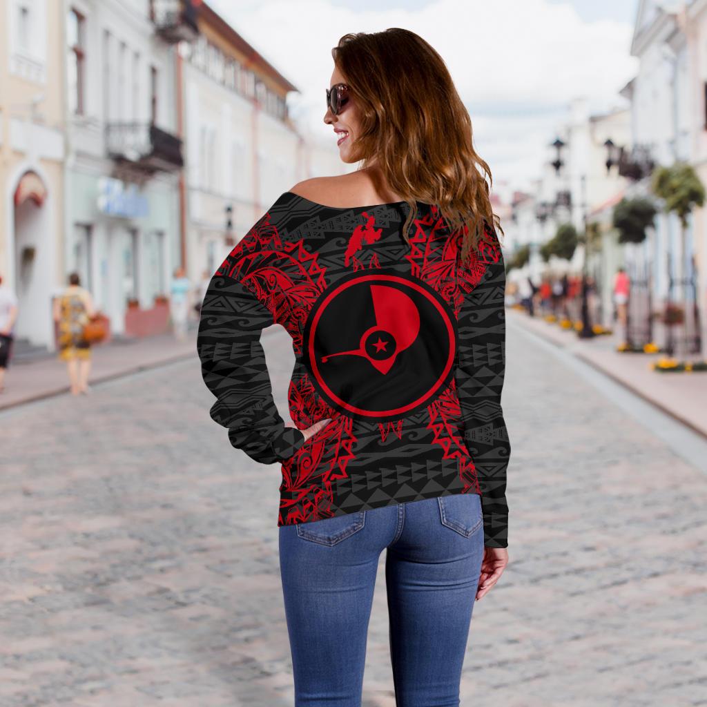 Yap Polynesian Shoulder Sweater Map Red - Polynesian Pride