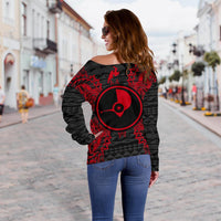 Yap Polynesian Shoulder Sweater Map Red - Polynesian Pride