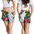 Yap Women's Short White - Turtle Plumeria Banana Leaf - Polynesian Pride