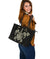 Hawaii Kakau Polynesian Turtle Map Large Leather Tote - Beige - Polynesian Pride