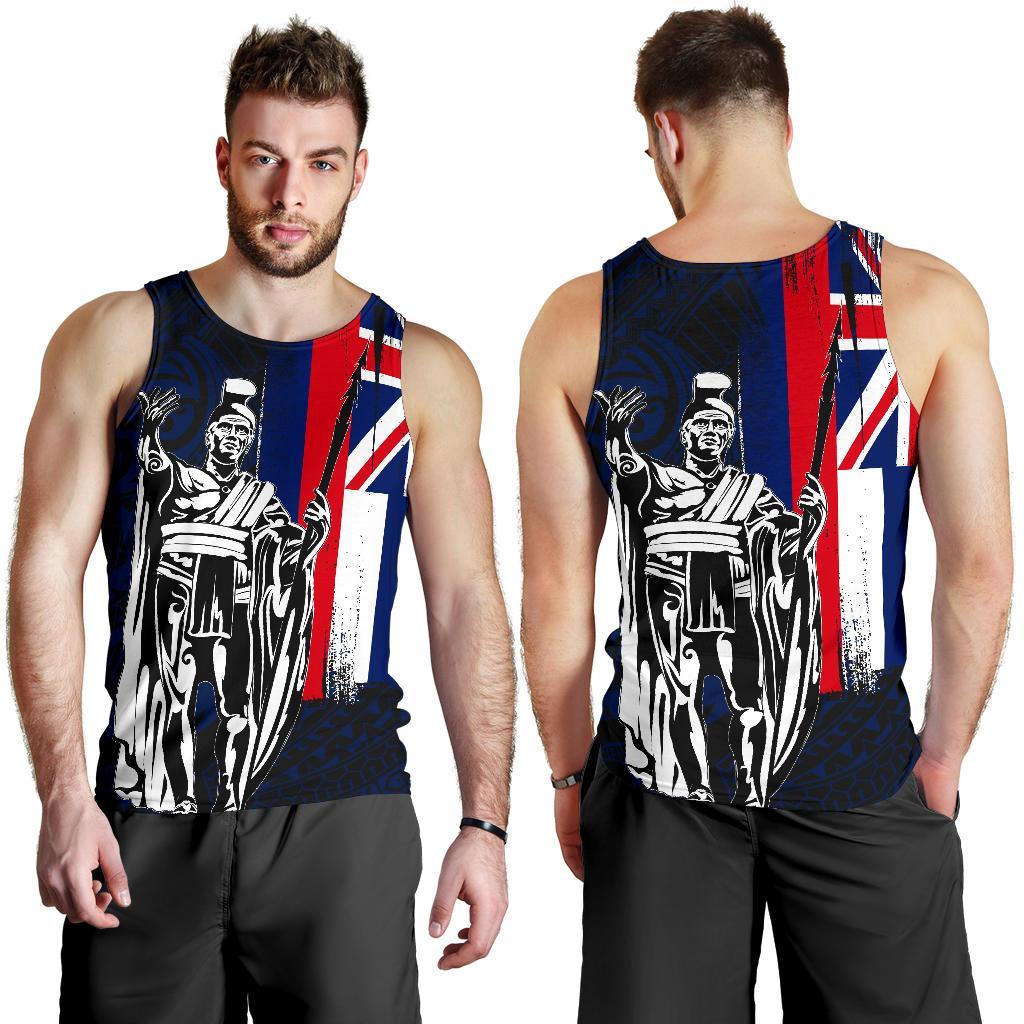 Hawaii King Flag Polynesian Men's Tank Top - Blue Blue - Polynesian Pride
