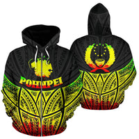 Pohnpei Polynesian Zip up Hoodie Reggae Pride Map and Seal Unisex Reggae - Polynesian Pride