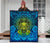 Hawaii Polynesian Premium Quilt - Hawaiian Green Yellow Tiki Face (Blue) - Polynesian Pride