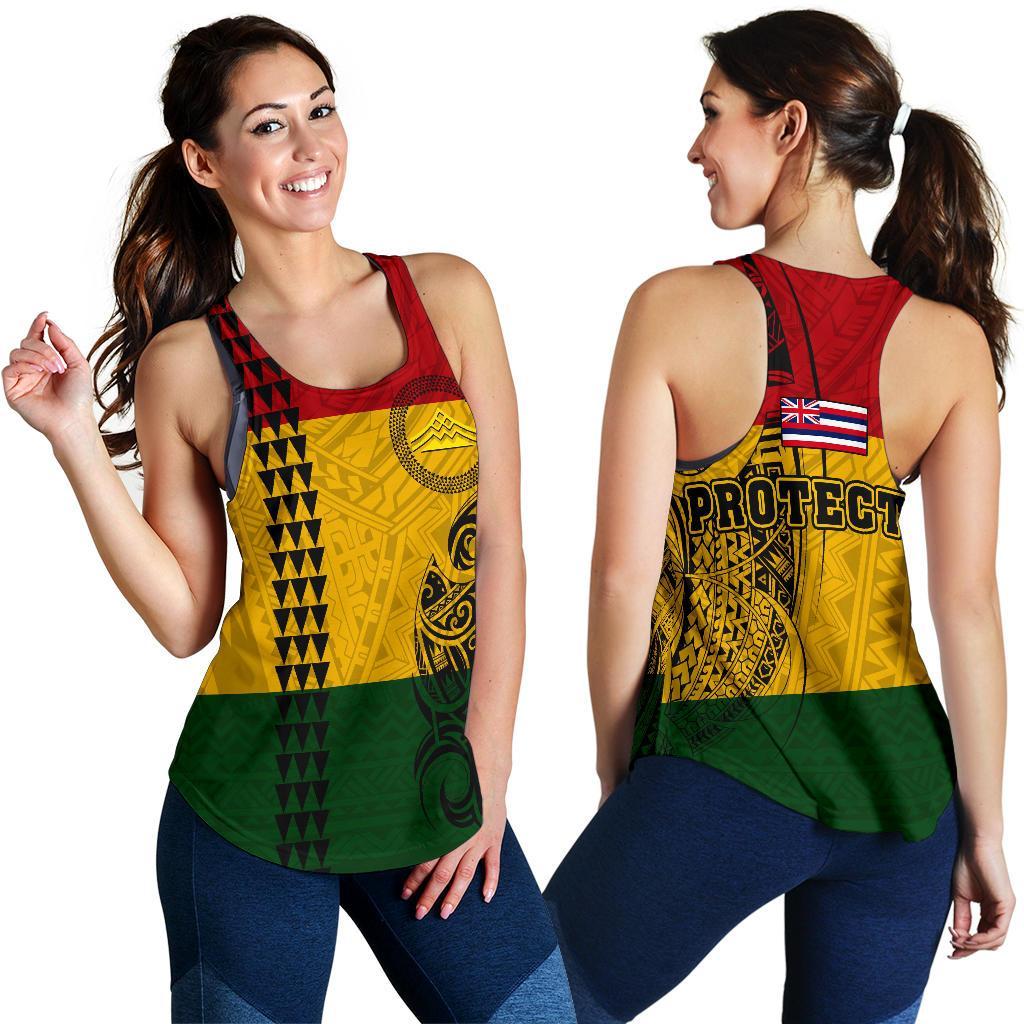 Hawaii Kanaka Flag Polynesian Women's Racerback Tank - Mauna Kea Protectors Red - Polynesian Pride