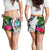 Guam Women's Short White - Turtle Plumeria Banana Leaf - Polynesian Pride
