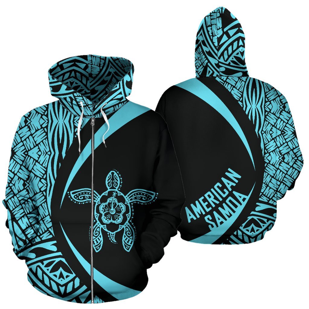 American Samoa Turtle Polynesian Zip up Hoodie Circle Style 06 Unisex Art - Polynesian Pride