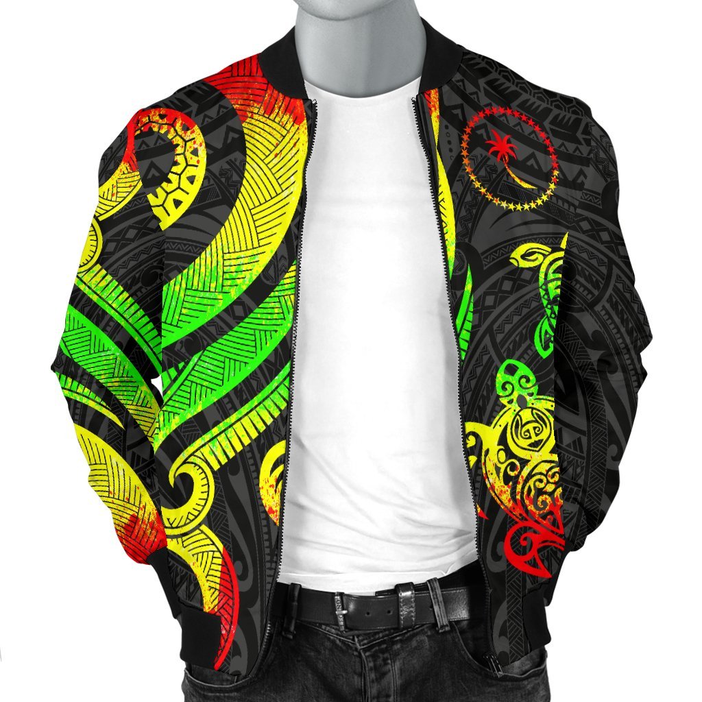 Chuuk Micronesian Men Bomber Jacket - Reggae Tentacle Turtle - Polynesian Pride