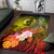 Vanuatu Area Rug - Humpback Whale with Tropical Flowers (Yellow) - Polynesian Pride