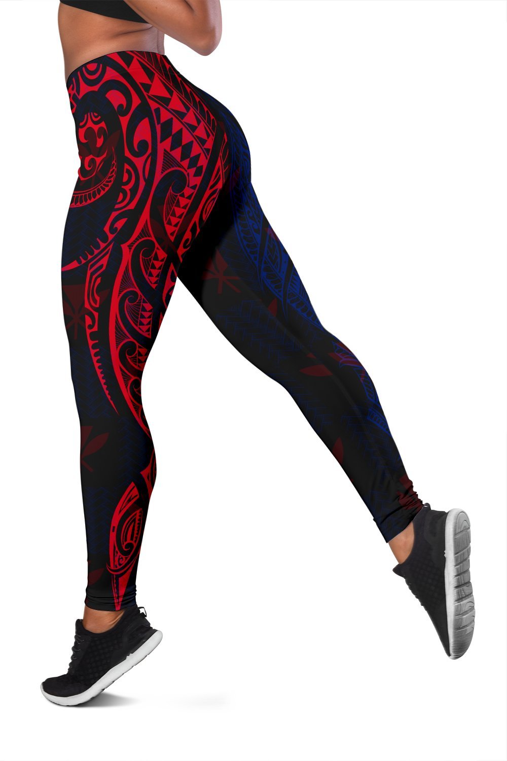 Hawaiian Kanaka Women's Leggings Flag Nation Black Demodern AH - Polynesian Pride