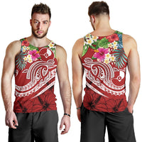 YAP Polynesian Men's Tank Top - Summer Plumeria (Red) - Polynesian Pride