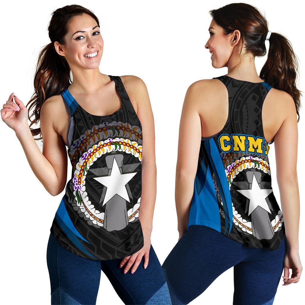 Northern Mariana Islands Women's Racerback Tank - Northern Mariana Islands Spirit BLACK - Polynesian Pride