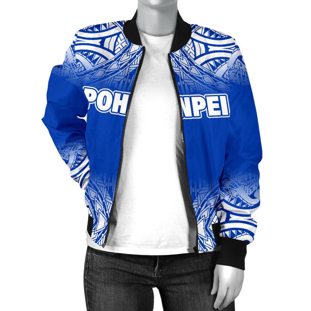 Pohnpei Women's Bomber Jacket - Fog Blue Style - Polynesian Pride