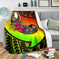 Yap Premium Blanket - Polynesian Hook And Hibiscus (Raggae) - Polynesian Pride