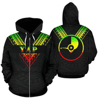 Yap All Over Zip up Hoodie Reggae Color Sailor Style Unisex Black - Polynesian Pride