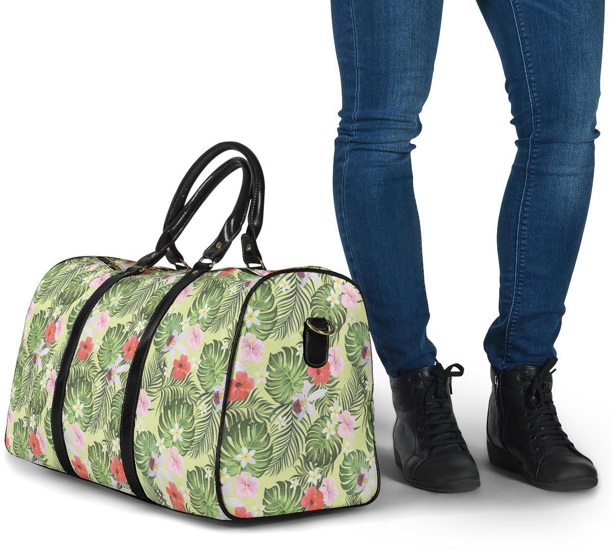 Tropical Hibiscus, Plumeria Green Hawaii Travel Bag - Polynesian Pride