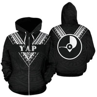 Yap All Over Zip up Hoodie Black Sailor Style Unisex Black - Polynesian Pride
