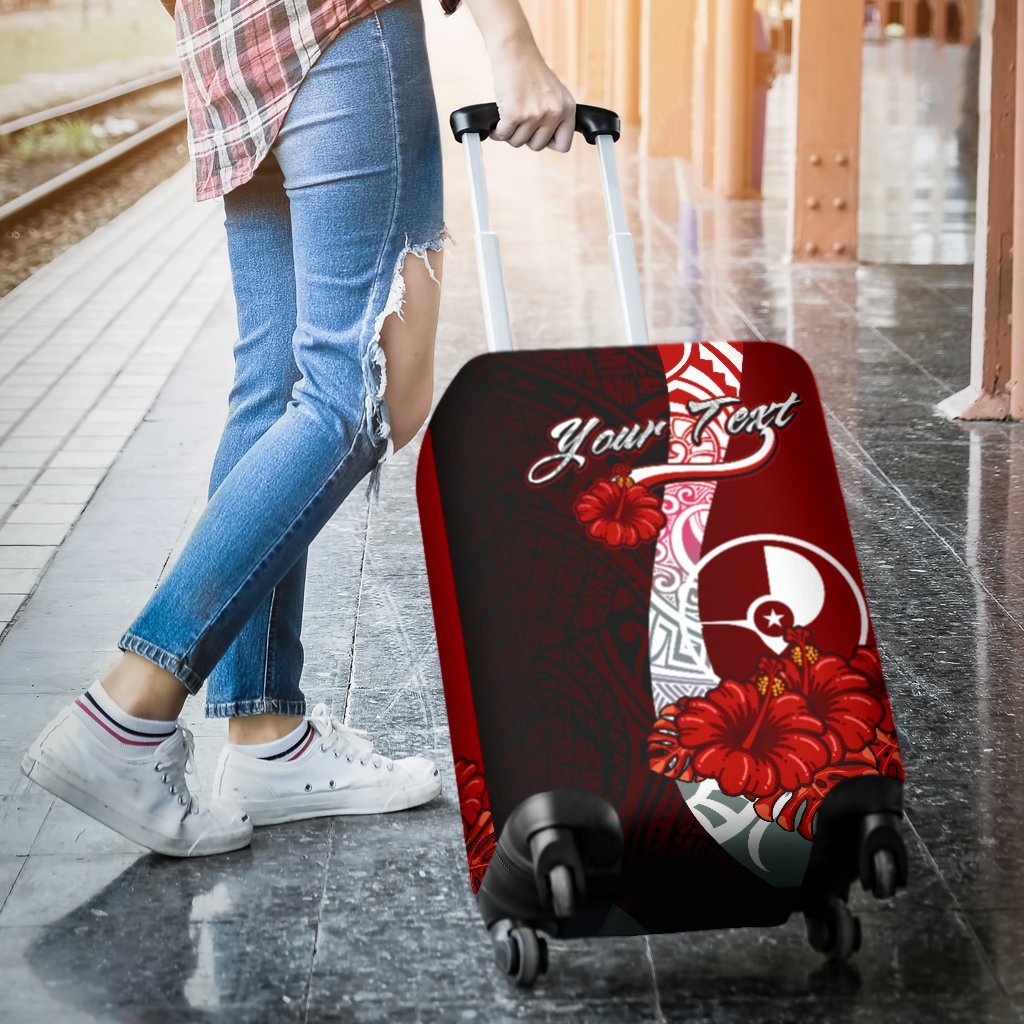 Yap Polynesian Custom Personalised Luggage Covers - Coat Of Arm With Hibiscus - Polynesian Pride
