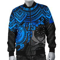 Pohnpei Polynesian Bomber Jacket (Men) - Polynesian Blue Turtle - Polynesian Pride