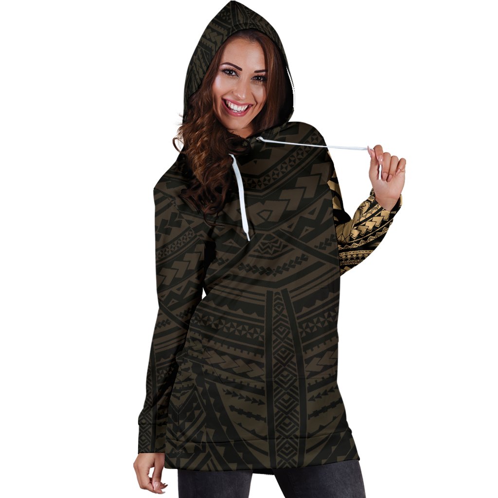 Maori Samoan Tattoo Women Hoodie Dress Gold Version - Polynesian Pride