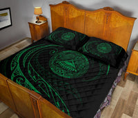 American Samoa Quilt Bed Set - Green - Frida Style - Polynesian Pride