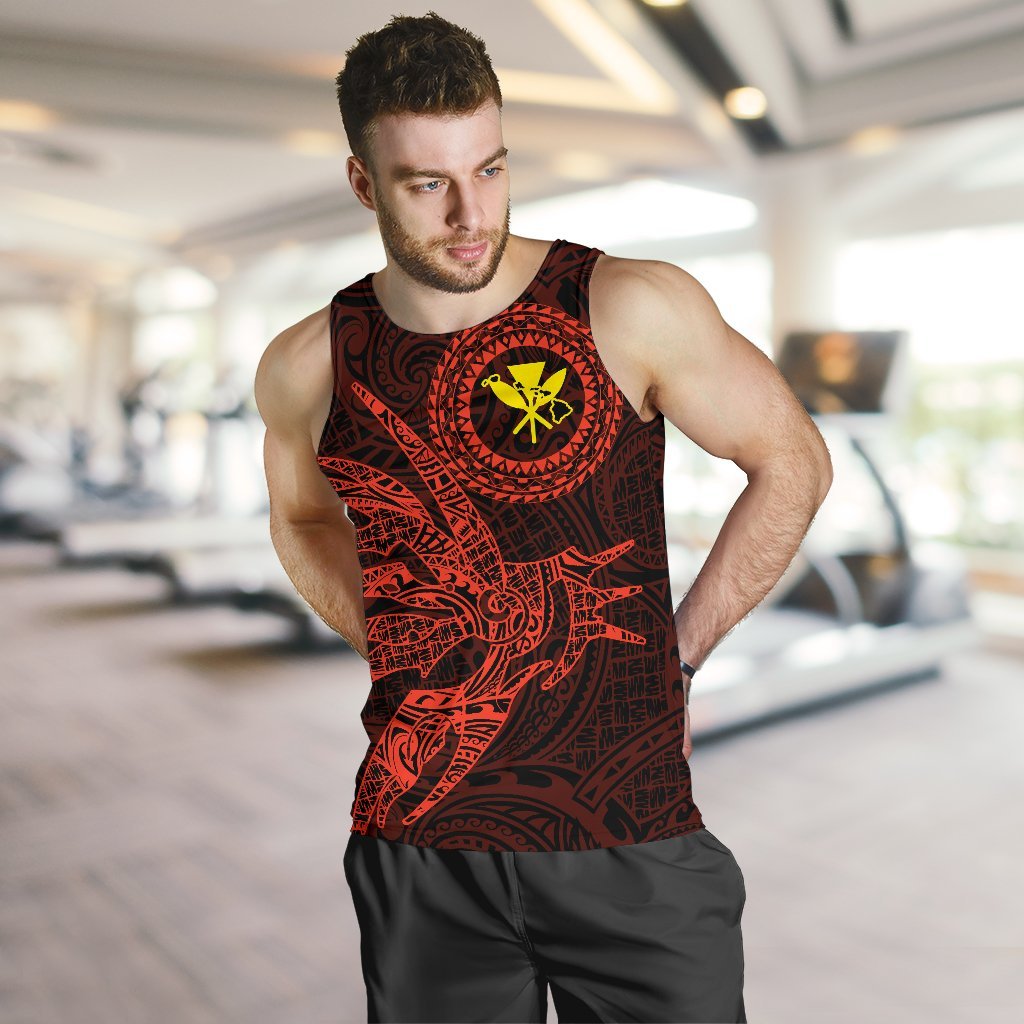 Hawaii Tank Top Polynesian Kanaka Map Hawaiian Men's Tank Top - Orange - TT Style - Polynesian Pride