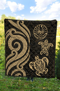 Tahiti Polynesian Premium Quilt - Gold Tentacle Turtle - Polynesian Pride