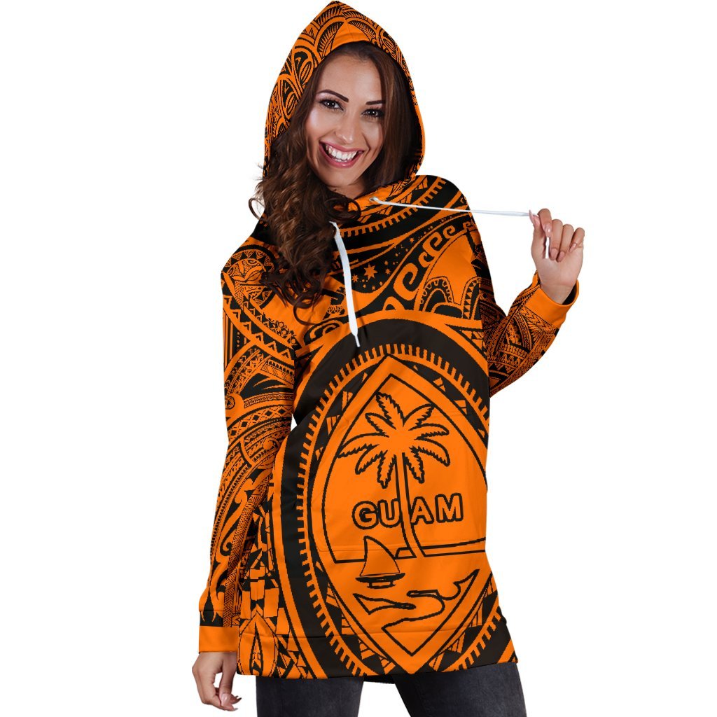 Polynesian Hoodie Dresses - Guam Flag, Seal with Maui Moana Tattoo - Polynesian Pride